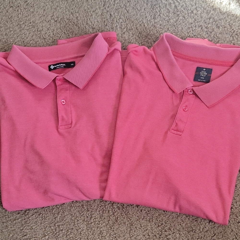 Big & Tall Men's 3XL Members Mark Pink Polo Shirts- Set Of 2